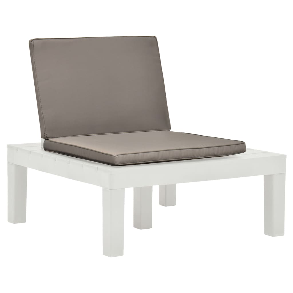 Garten-Lounge-Stuhl mit Sitzpolster Kunststoff Weiss